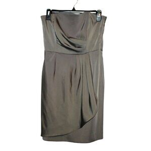 Banana Republic womens dress size 2 satin strapless brown mini cocktail evening